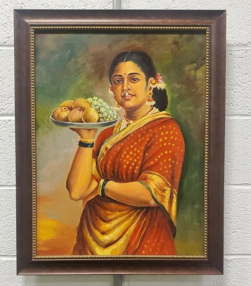 Красивая картина маслом на холсте леди из Индии Махараштриан Мумбаи - Изображение 1 из 4