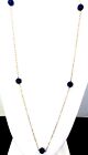 Antique Lapis Sodalite Beads Suspended On Gold Chain Necklace