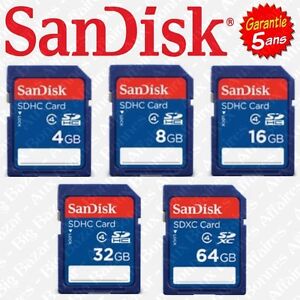 Carte Mémoire SANDISK SD SDHC SDXC pour Appareil Photo ( 8 16 32 64 GO GB GIGA )