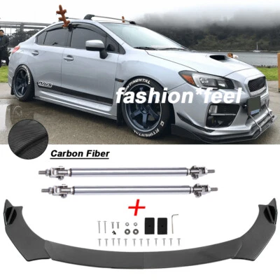 Fibra de carbono parachoques delantero coche divisor de labios alerón varillas de puntal para Subaru WRX STI Foto 1 de 4