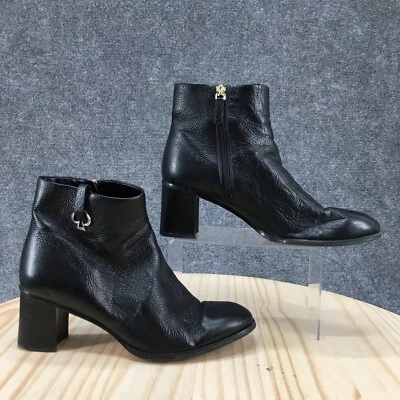 Kate Spade Boots Womens 10 B Manhattan Side Zip Ankle Bootie Black Leather Heels - Image 1 of 4