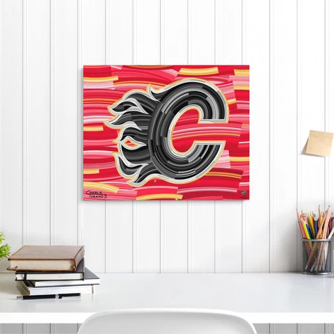 Calgary Flames 16" x 20" Gallery Wrapped Embellished Giclee - Charlie Turano III Cover