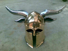 Brass Medieval Viking Barbarian Corinthian Helmet steel horns for cosplays`ylo