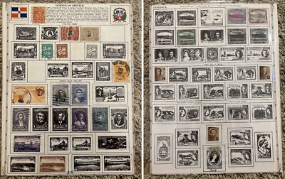 LOTE DE ESTAMPILLAS DE REPÚBLICA DOMINICANA DE 1900-1950 EN PÁGINA DE ÁLBUM COMO NUEVAS SOBREIMPRESIONES USADAS Foto 1 de 4