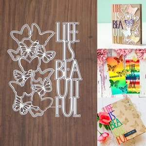 Life Is Beautiful Skinny Slimline Spruch mit Schmetterlingen Stanzformen - Bild 1 von 10