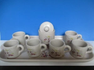 SERVIZIO CAFFE' CERAMICA RETTANGOLARE 8 PZ DERUTA ANNI '80    - Picture 1 of 4