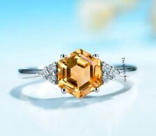 Natural  Yellow Topaz For Women, Promise Ring, 925 Sterling Silver Ring