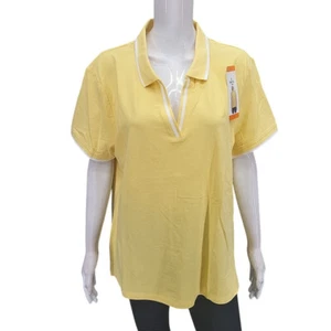 Nautica Jeans Womens Dressy Top XX-Large Size 2XL Yellow Collared Tee Shirt - Picture 1 of 12