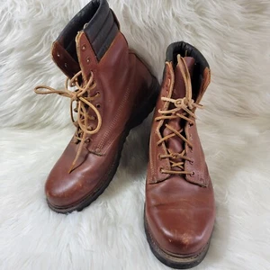 Vintage Leather Work Boots Made In Taiwan ROC Mens Size 10 E - Picture 1 of 10