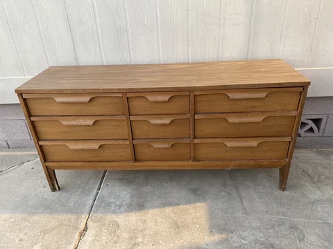 VTG MCM Johnson Carper Fashion Trend 9 Drawer Dresser Low Boy Original Cover