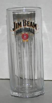 Jim Beam Bourbon Whiskey 6 1/4" Ribbed Highball Glass - Image 1 of 4