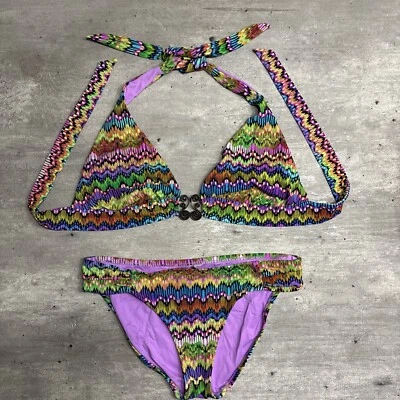 becca 2 Piece Bathing Suit  Medium Bottom Large Top Multi Color  - Image 1 of 4