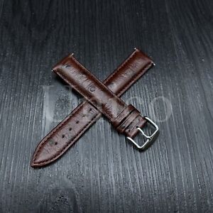 18-22MM Brown Ostrich Leather Watch Band Strap Quick Release Pins Fits For Guess