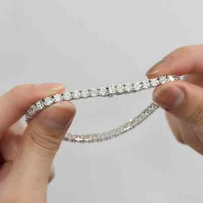 14K White Gold Plated  3.0Ct  Lab Created 3mm Diamond 7 " Tennis Bracelet - Image 1 of 4