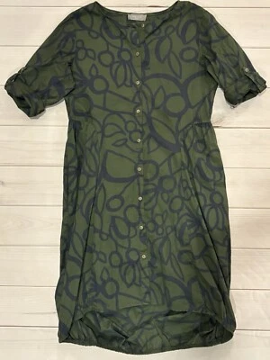 Nina Loca платье Roma Италии хлопковая рубашка платье на пуговицах пузырь кромки абстрактный Sm - Изображение 1 из 4