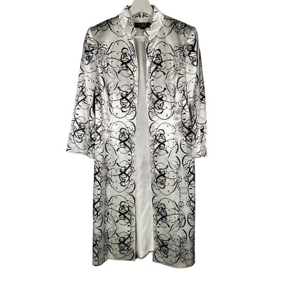 Chaqueta de Noche Tahari ASL Luxe Talla 4 Formal Abrigo Largo Satinado Cuentas Artística Asiática Foto 1 de 4