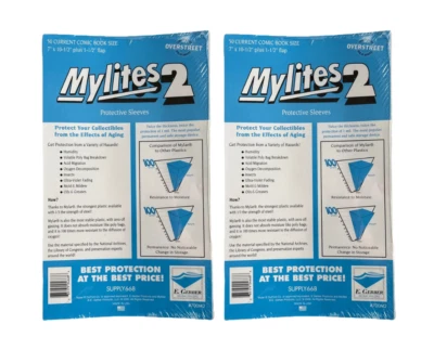 100 Mylites 2 Mil Mylar Comic Book Bags Modern/Current Size 7 x 10 1/2 E. Gerber