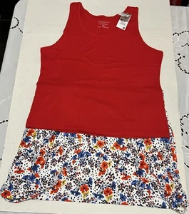 Jones New york 2pc set size 2x side rushed skort and matching red sleeveless top - Picture 1 of 7