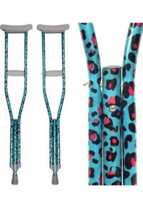 My Crutches - Junior Crutches for Kids for Children 3’9”/4’5” Teal Leopard - Picture 1 of 1