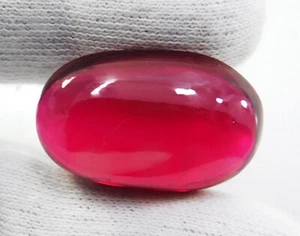 Natural 100 Ct Mozambique Red Ruby Oval (Cabochon) Certified Gemstone - Picture 1 of 3