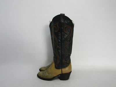 Larry Mahan Womens Size 4.5 B Blue Brown Leather Cowboy Western Boots - Image 1 of 4