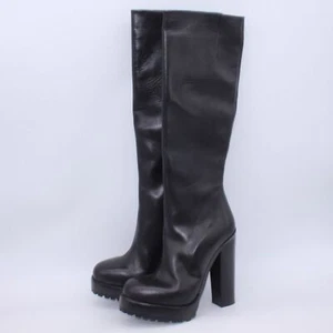 Michael Kors Leather Tall Riding Platform Heel Boots Black Size 40 New W/Defect - Picture 1 of 10