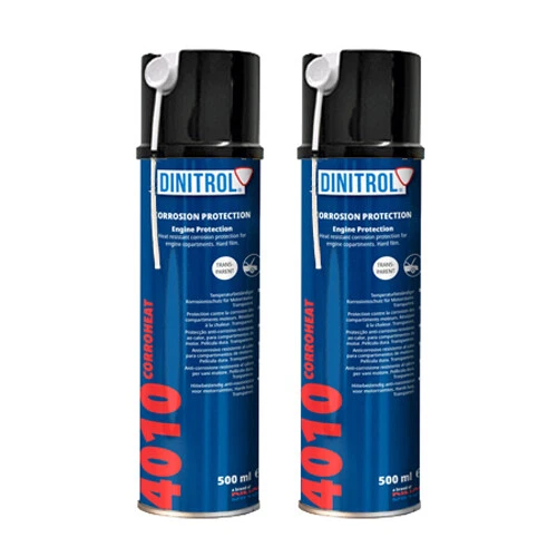 2 x DINITROL 4010 HIGH TEMPERATURE RUST PROOFING ENGINE CLEAR WAX 500ml AEROSOL