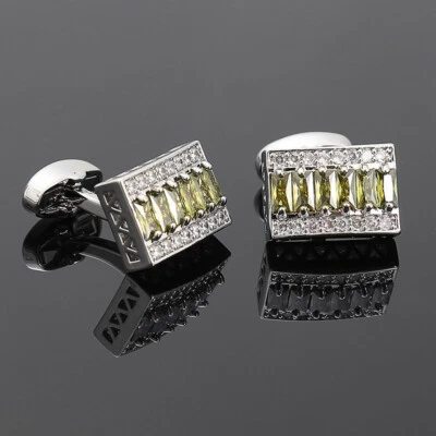 Мужчины кристалл запонки свадьбы роскошь блестящий со стразами рубашка в коробке запонки ссылка - Изображение 1 из 2