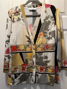 Piero Moretti EU 50/US 14 Stretch Jersey Cardigan L/S Crystal Buttons Made Italy - Picture 1 of 6