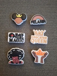 Set Of 6 Black Girl Magic Shoe Charms Compatible With Crocs  - Picture 1 of 1