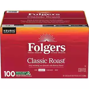 Folgers Cialde Caffè K-Cup Classic Media Tostatura (100 ct.) Ottimo Prezzo - Foto 1 di 8