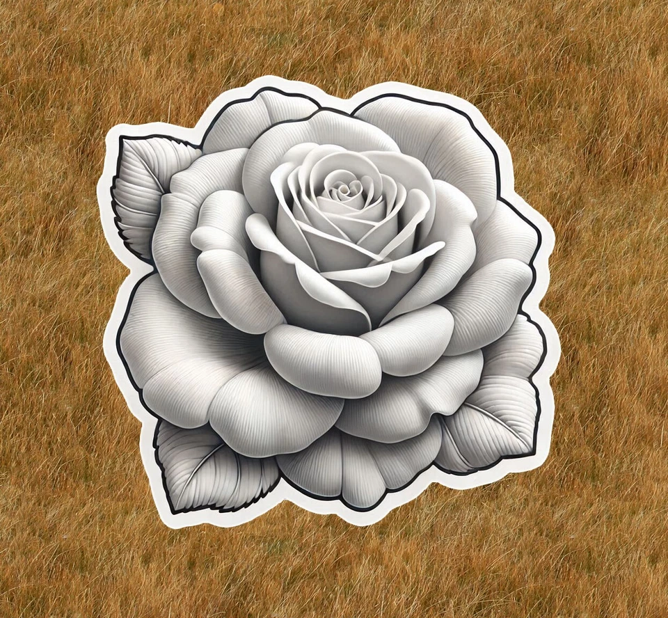 Beautiful white rose 100% waterproof vinyl sticker decal - many sizes available - Image 1 of 1