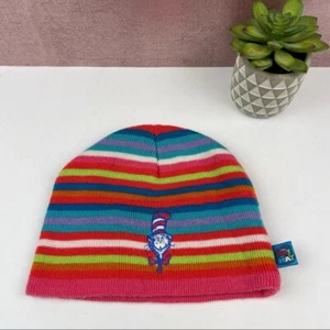 The Cat In The Hat Colorful Orange Red Stripe Hat Toboggan Beanie Girl 7-14 - Picture 1 of 9