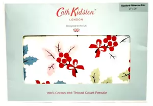 Coppia Federe Multi Agrifoglio Natalizio Cath Kidston - 100% Cotone Nuove con etichette Cottage - Foto 1 di 7