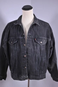 Vtg Levi's Denim Trucker Jean Jacket Black Fade Made USA Men's XL - Picture 1 of 6