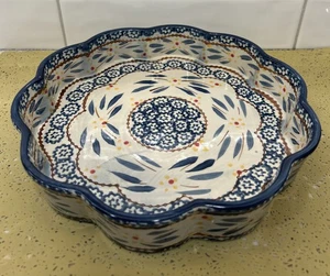 TEMPTATIONS By TARA Old World Blue Scalloped Pie Tart Baking Dish 10 X 2 Blue - Picture 1 of 6