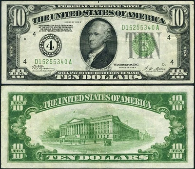 FR. 2001 D $10 1928-A Federal Reserve Note Cleveland D-A Block VF+ - Image 1 of 3