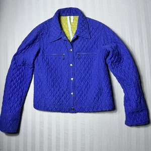 debra deRoo Jacket Women’s Size Small Blue 100% Silk Quilted Full Zip Lined - Picture 1 of 16