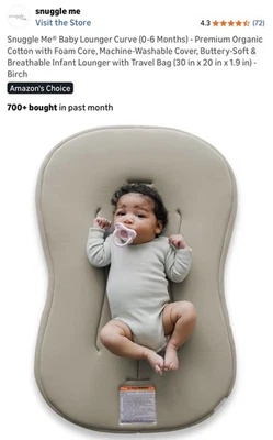 Curva tumbona bebé Snuggle Me® (0-6 meses) - algodón orgánico premium con espuma Foto 1 de 2