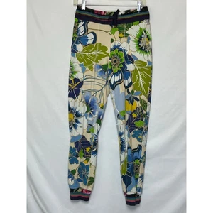 JW Los Angeles Jogger Pant Women S Green White Jenn French Terry Hawaiian Print - Picture 1 of 12
