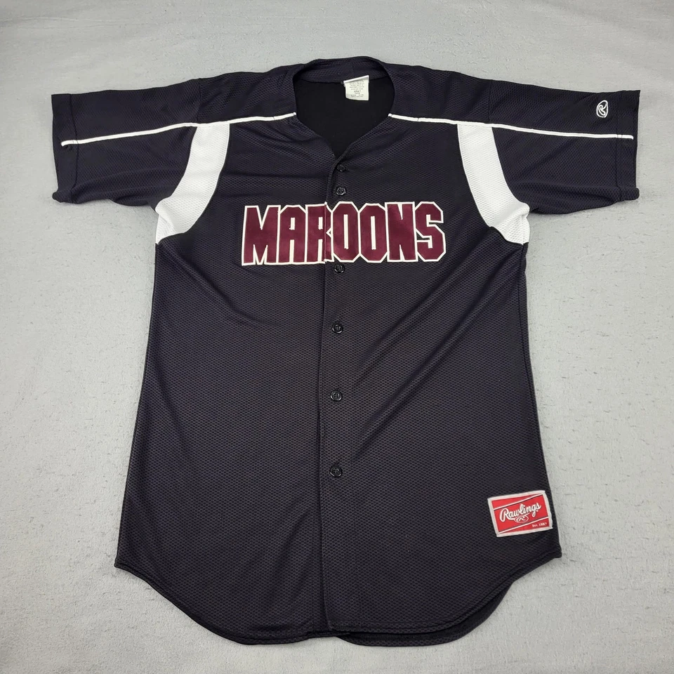 Camiseta deportiva de béisbol Rawlings para hombre grande negra granate 23 botones malla frontal Foto 1 de 4