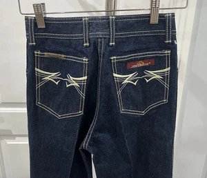 Vintage JORDACHE High Rise Jeans Blue Wash 80's Straight Leg Raw Hem Size 27 L - Picture 1 of 7