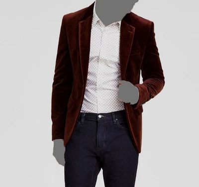 Hugo Boss Hombre Marrón Sólido Ajuste Moderno Terciopelo Traje Chaqueta Talla 38S Foto 1 de 2