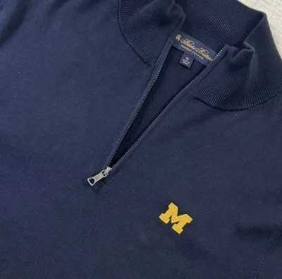 Suéter Brooks Brothers XL Pullover Cremallera Algodón Supima Azul Marino Michigan Wolverines Foto 1 de 3