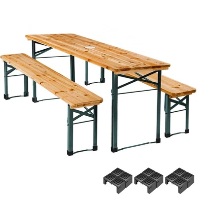 Bierzeltgarnitur Ludwig 3-tlg. klappbar mit Schirmhalterung braun B-Ware - Bild 1 von 4