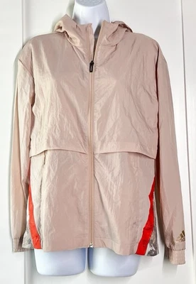Adidas X Zoe Saldana Womens Jacket XS Nylon Blush Rose Pink Hooded Windbreaker - Image 1 of 4