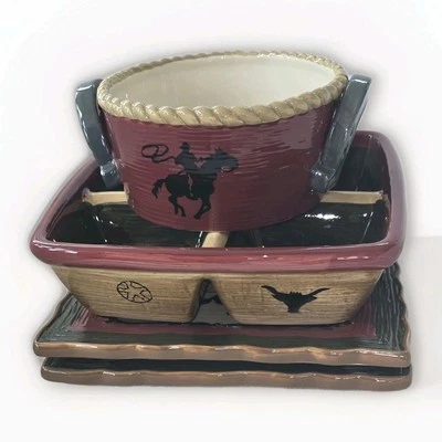 Sonoma Happy Trails Juego de 4 Piezas Platos Tazón Plato Dividido Patrón Retirado Foto 1 de 4