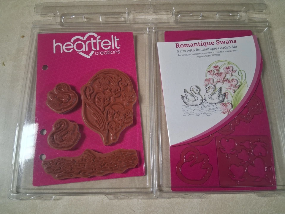 Juego de troqueles estampillas de goma Heartfelt Creations cisnes románticos hechos en EE. UU. Foto 1 de 1