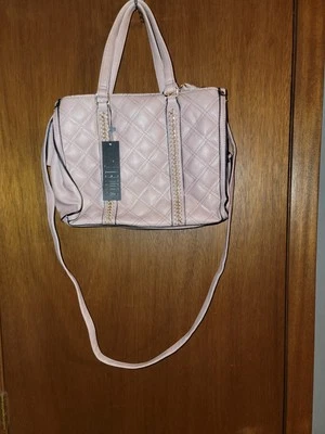 Bolso de mano cruzado de cuero sintético de rayos violeta púrpura claro triple bolsillo acolchado dorado Foto 1 de 4