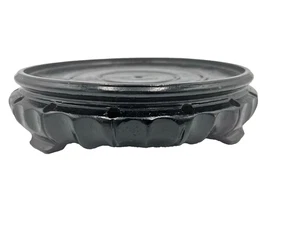 Vtg Wood Carved Asian Riser Pedestal Figurine Vase Display Stand  6.25" - Picture 1 of 8